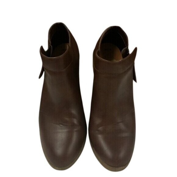 Time And Tru Brown Ankle Boots Side Zipper Closure & Low Heel 8.5 Wide - Picture 1 of 7